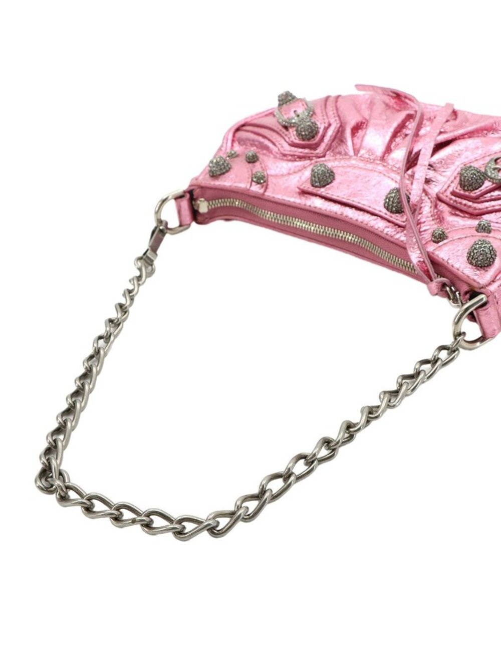 Balenciaga le Cagole Mini 2-Way Chain Shoulder Bag Leather Metallic Pink - Picture 5 of 9